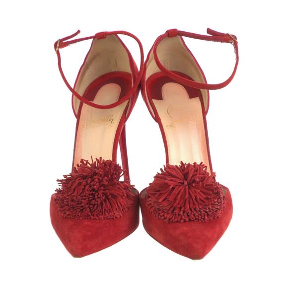❤️Christian Louboutin Suede Pom-Pom Heels❤️ - Picture 3 of 5